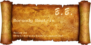 Borsody Beatrix névjegykártya